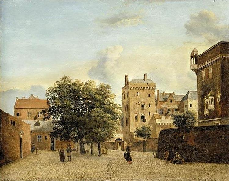 Jan van der Heyden View of a Small Town Square